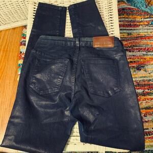 LEVIS MADE & CRAFTED NAVY BLUE GLAZED COTTON JEANS 25